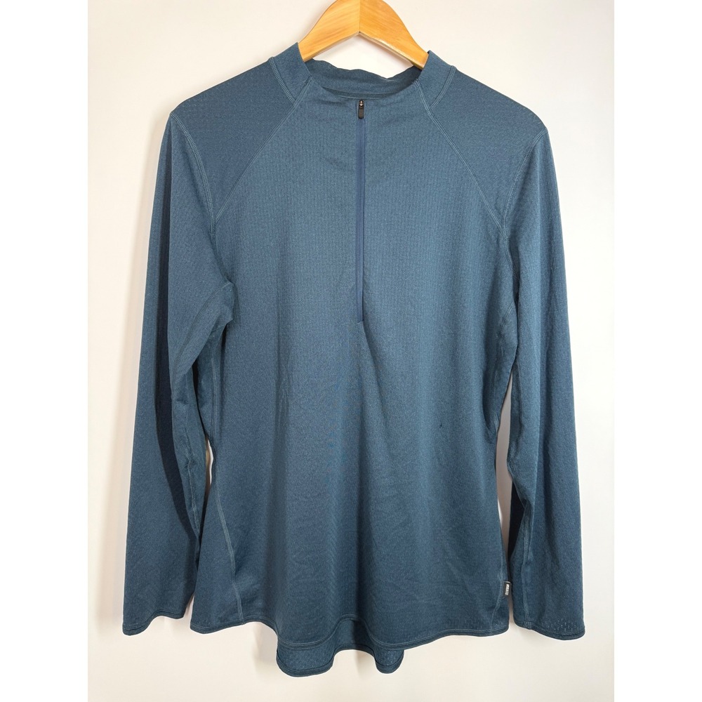 REI Co-op Womens Long Sleeve 1/4 Zip Pullover Top Sz L Blue Athletic‎ Base Layer